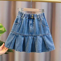 Летняя джинсовая юбка, модная юбка на девочку, мини-юбка, юбка в складку, коллекция 2023, подходит для подростков, в западном стиле