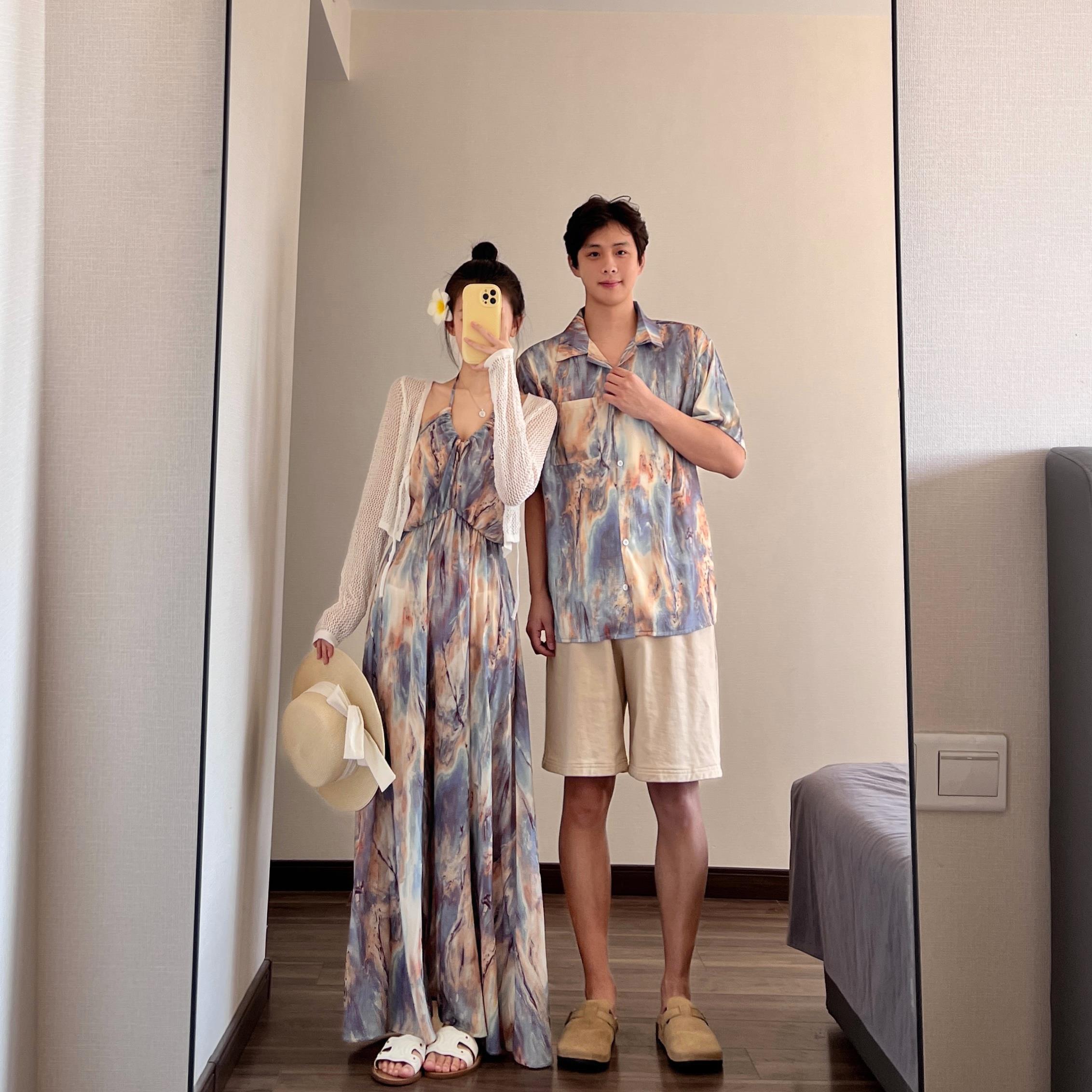 法式情侣装夏季度假风沙