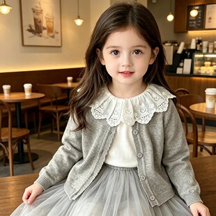 2026早春女宝针织开衫女童薄款外套纯棉披肩儿童毛衫上衣百搭小童