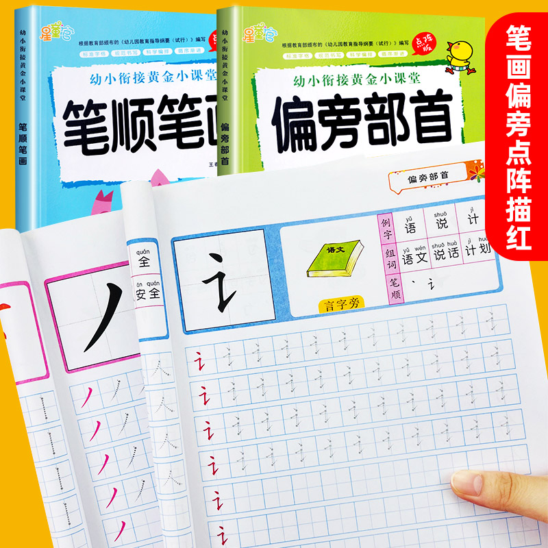 点阵控笔训练字帖楷书笔画笔顺偏旁部首字帖 学前班幼儿园初学者幼小