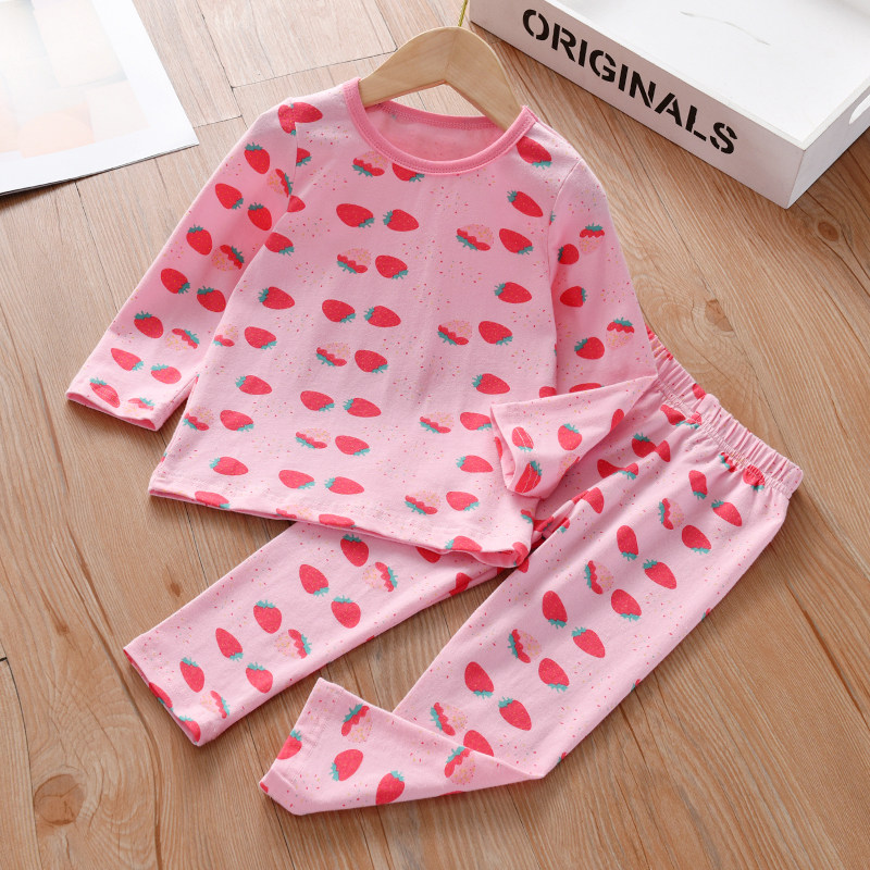 BABY PAJAMAS COTTON THIN CHILDRENS SPRING AND AUTUMN TWO-PIECE SET LITTLE GIRL GIRLS HOME CLOTHES BABY AND CHILDRENS SET