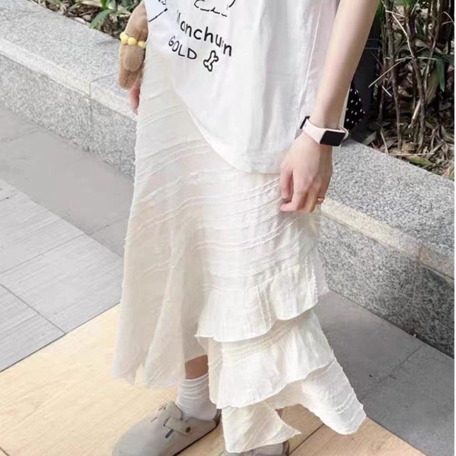 不規則白色半身裙女夏季