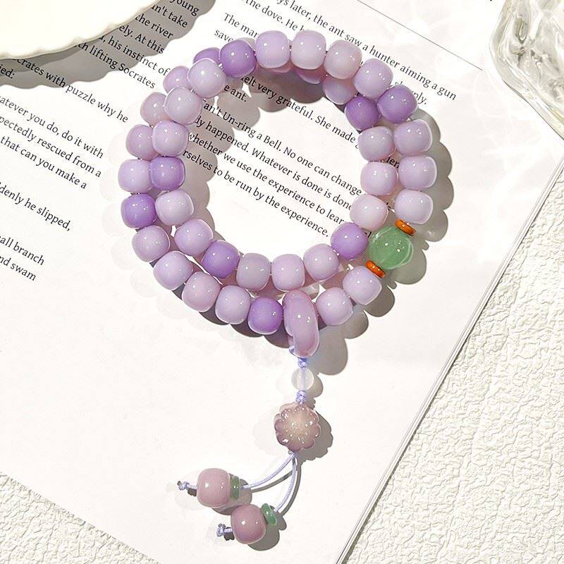 紫气东来菩提双圈手串手持菩提小雏菊吊坠小清新9x10mm(送盘玩袋)