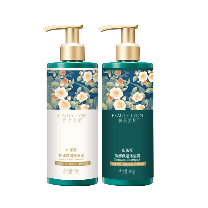 润美灵犀茶籽精华洗发水380g氨基酸沐浴露洗护大容量组合持久留香