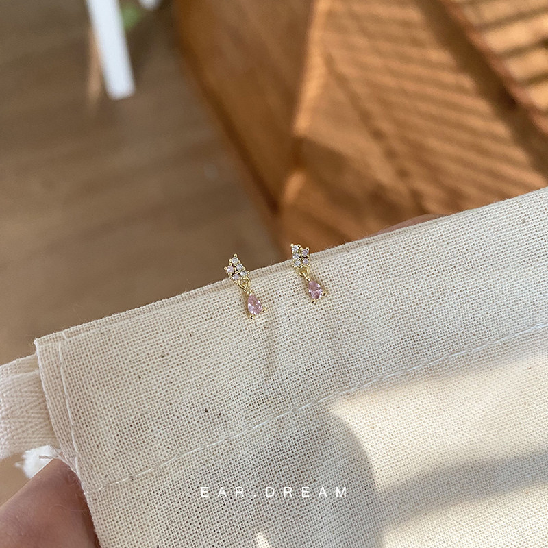 新品 粉脆角 通体925纯银简约百搭耳钉通勤出街小吊坠耳环女