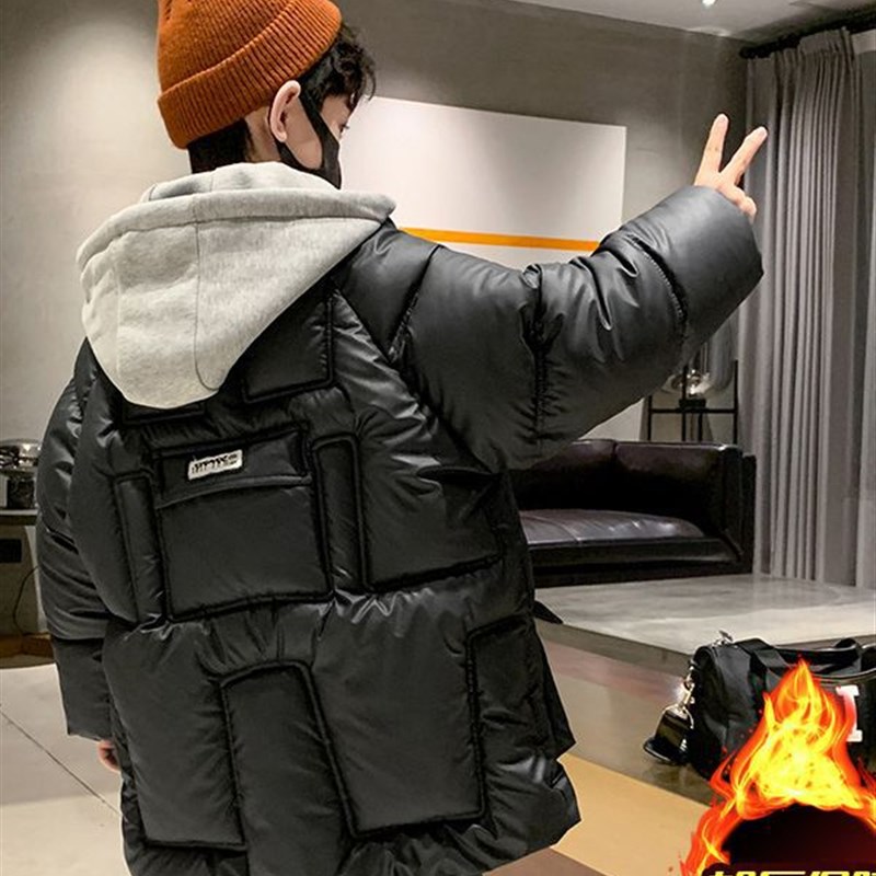 儿童棉衣冬季加绒加厚保暖免洗外套2023男童帅气炸街加棉羽绒棉服