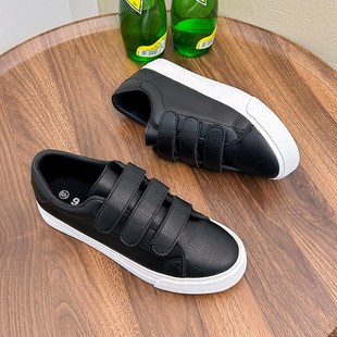 三条带学生滑板鞋 男式 休闲鞋 西装 平底鞋 魔术扣情侣款 小白鞋 女 板鞋