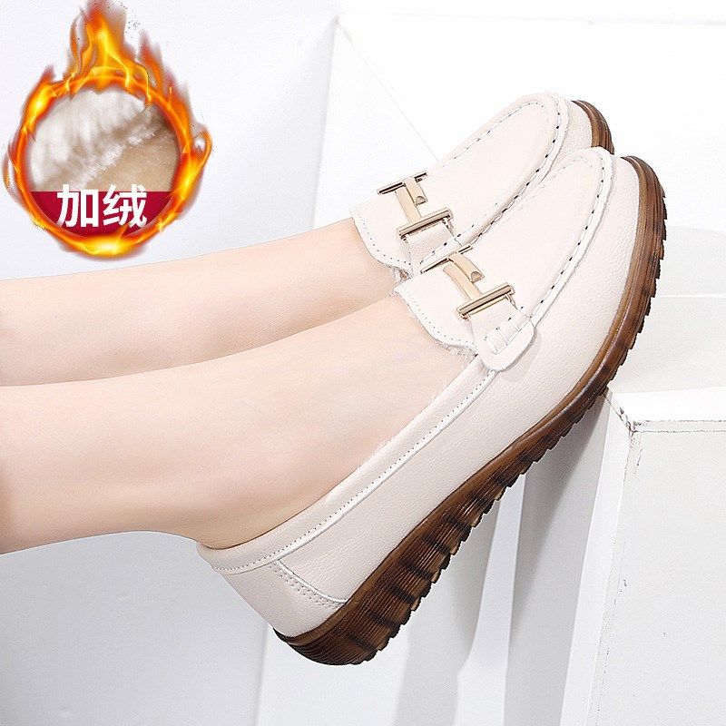 真皮妈妈鞋冬季加绒保暖棉鞋女中老年牛筋软底女鞋舒适冬款豆豆鞋,居家布艺,居家棉拖/棉鞋,淘宝优惠券,粉丝福利购,淘宝优惠卷