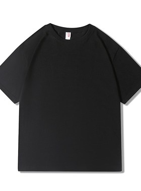 AG重磅210g抗皱精梳棉圆领短袖T恤男女同款纯棉广告衫团体服印LOG