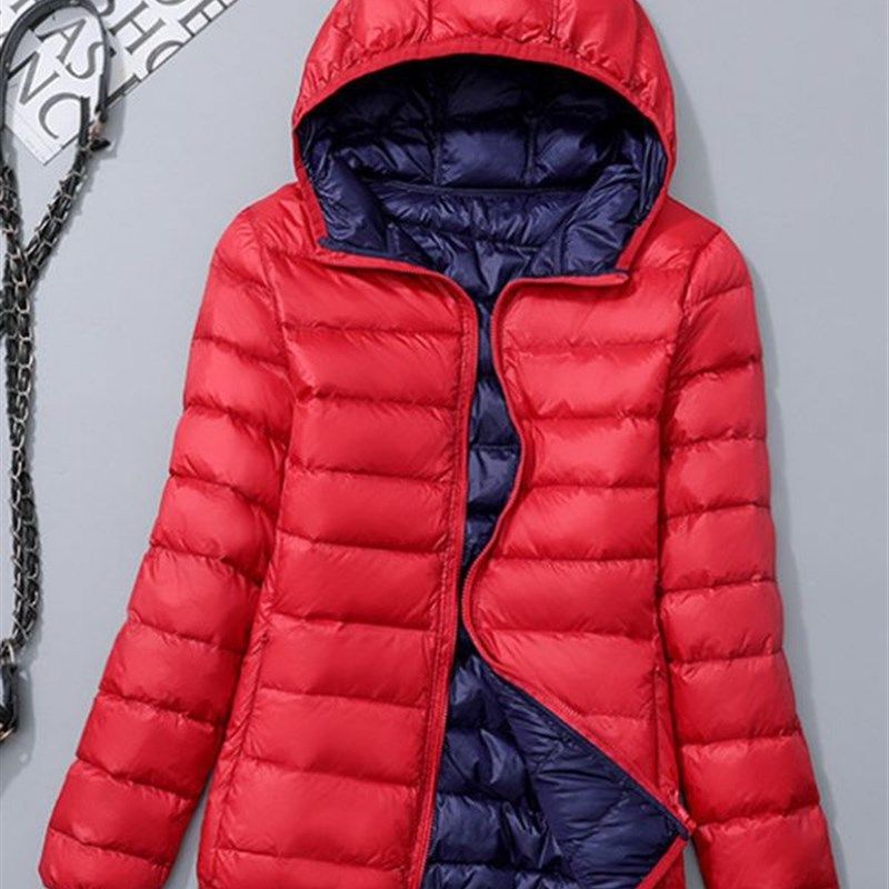 跨境货源2023新款轻薄羽绒服女士连帽正反两面穿修身时尚短款外套,女装/女士精品,羽绒服,淘宝优惠券,粉丝福利购,淘宝优惠卷