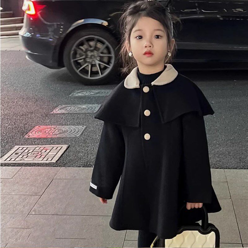 女童外套冬装新款韩版小香风呢子大衣中长款外套中小童一件代发