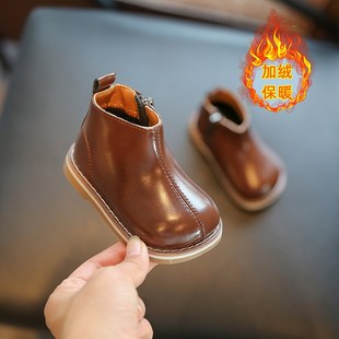 宝宝秋冬鞋子软底一岁2女童皮靴子婴儿鞋学步鞋防滑小童单靴皮鞋