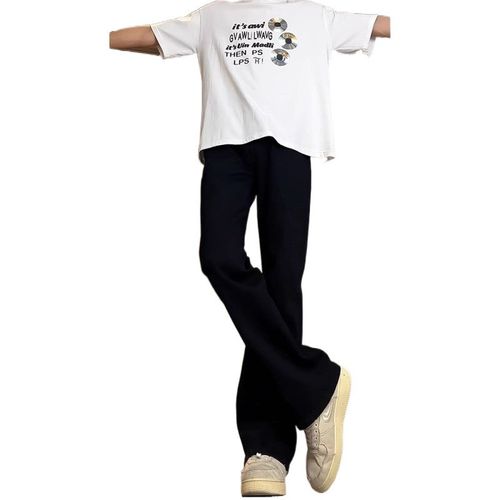 碳黑色517弯刀牛仔裤男美式高街微喇裤修身直筒显瘦裤子