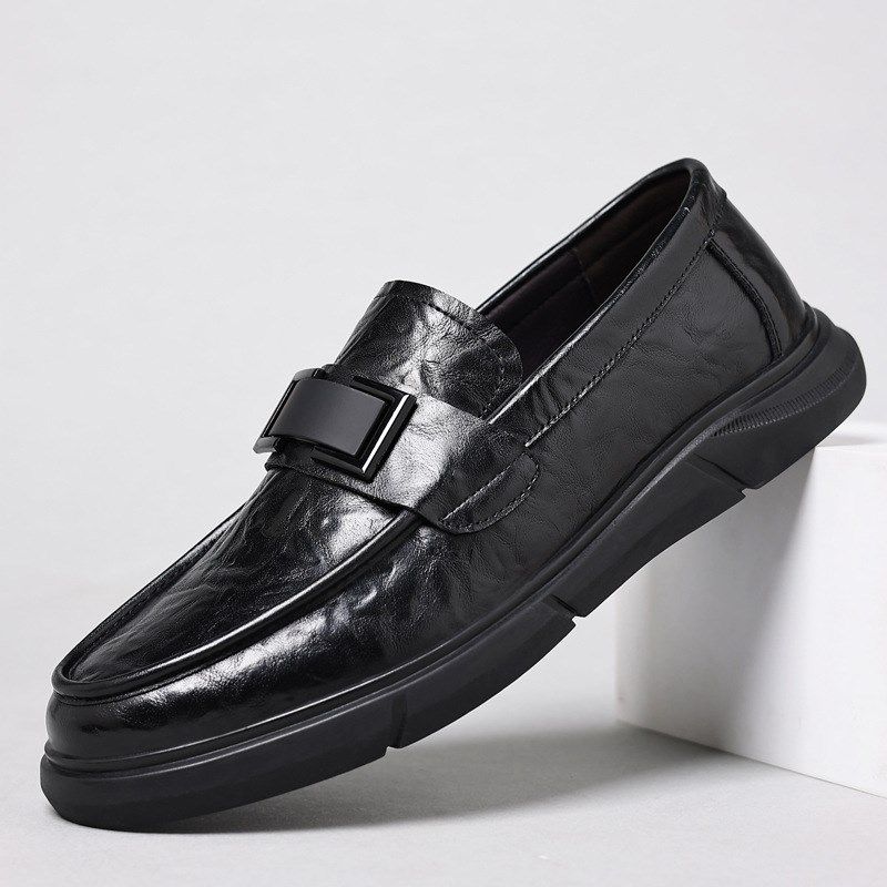 2024秋新款潮鞋夏季男士豆豆鞋真牛皮鞋英伦皮鞋软底百搭鞋子男鞋,流行男鞋,正装皮鞋,淘宝优惠券,粉丝福利购,淘宝优惠卷