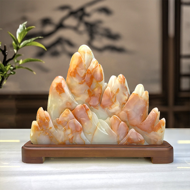 天然原石工艺玉石摆件阿富汗玉客厅镇宅风水石头开业办公室靠山石