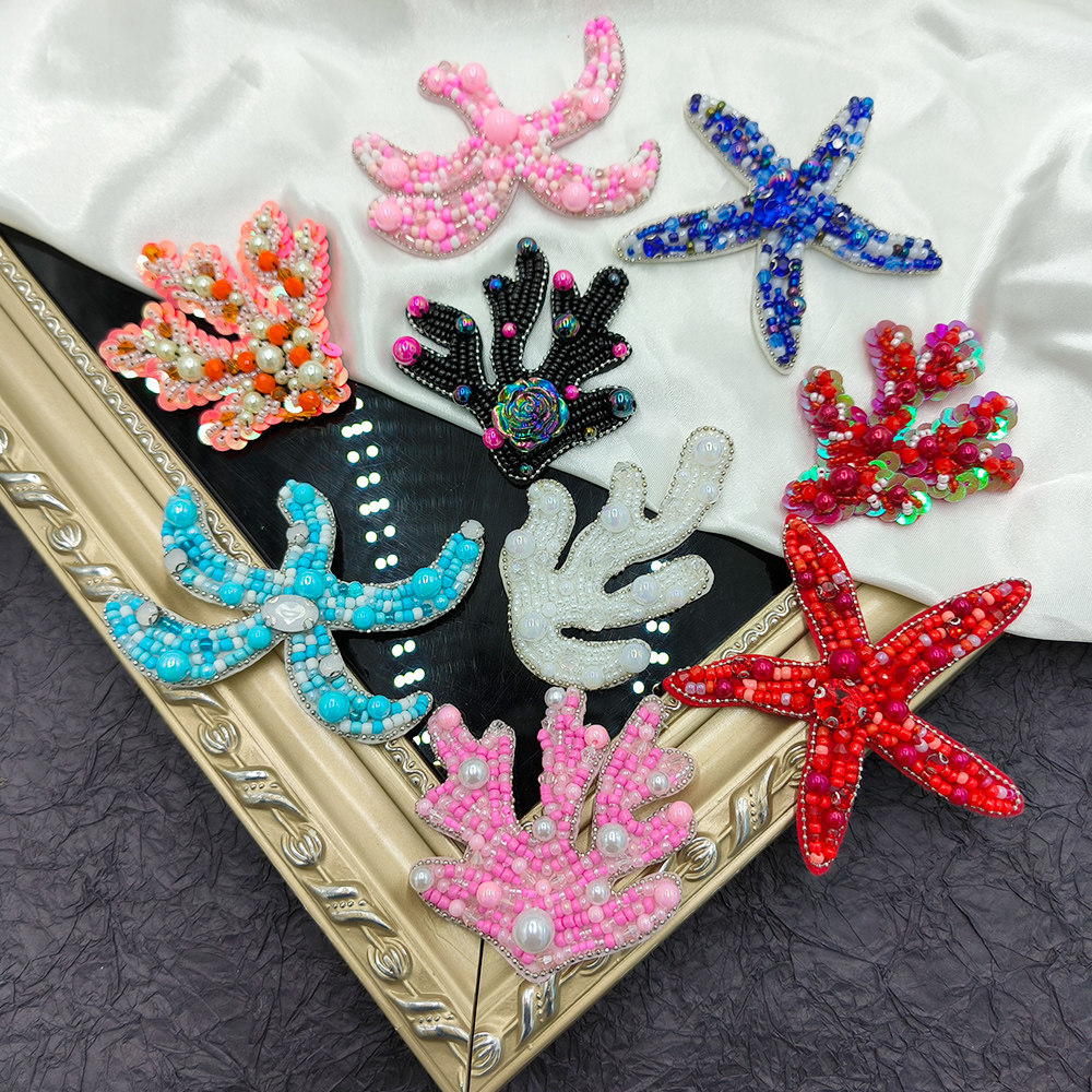 重工钉珠成品海星珊瑚布贴diy包衣服破洞装饰手机壳挂件辅料补丁,居家布艺,布贴,淘宝优惠券,粉丝福利购,淘宝优惠卷