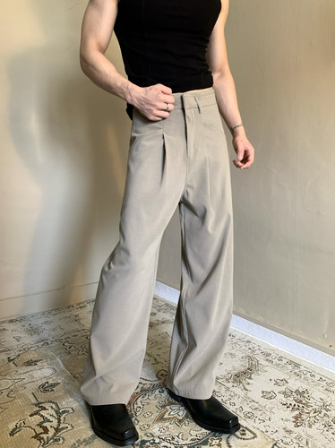 意式老钱风含羊毛混纺直筒休闲西裤男高奢绅士设计垂感顺滑西装裤