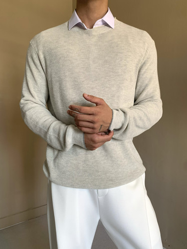 美式英伦慵懒轻奢风圆领套头毛衣男高级氛围感休闲百搭针织衫上衣