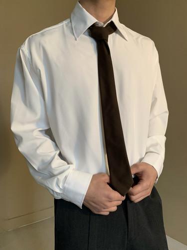 英伦轻奢风抗皱透气面料纯色衬衫男女中性风通勤西装内搭衬衣外套