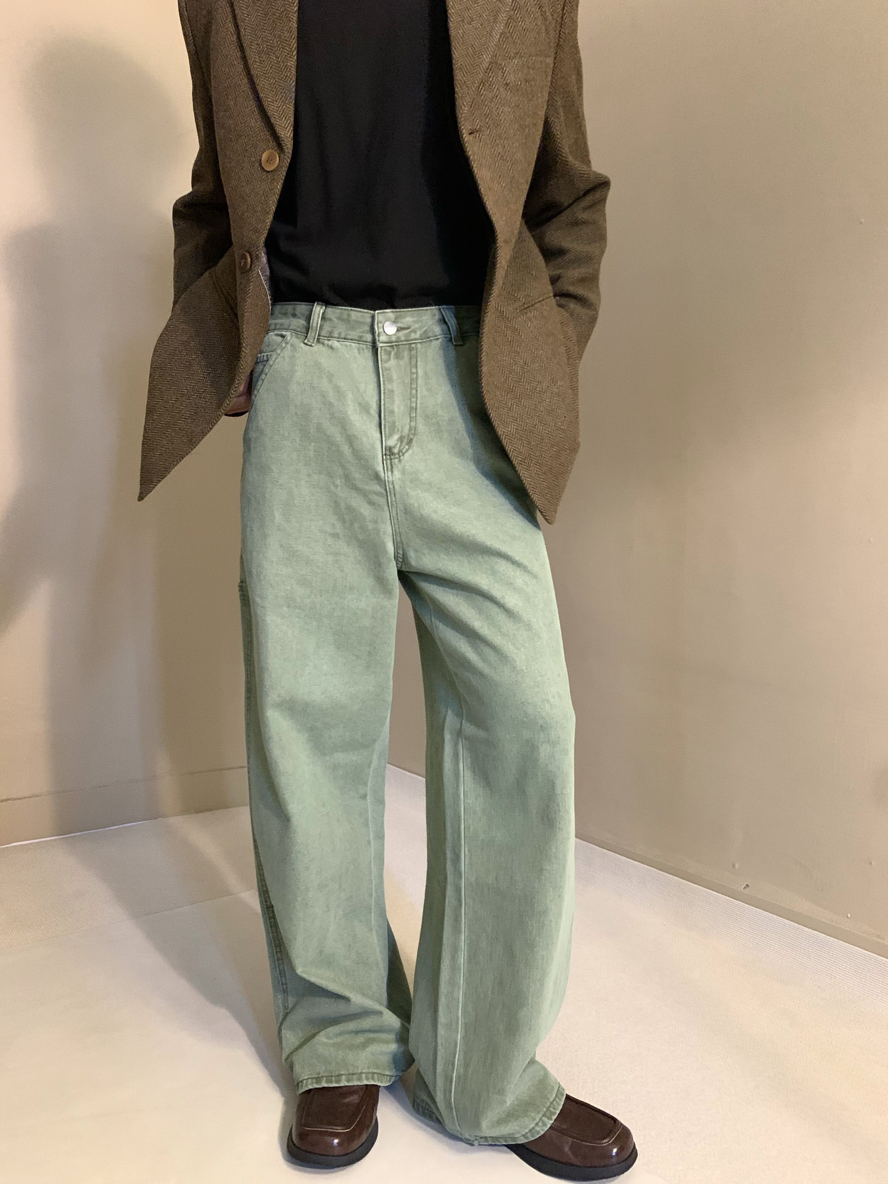 美式休闲工装裤男复古老钱风裤子b11休闲裤cleanfit重磅破坏长裤