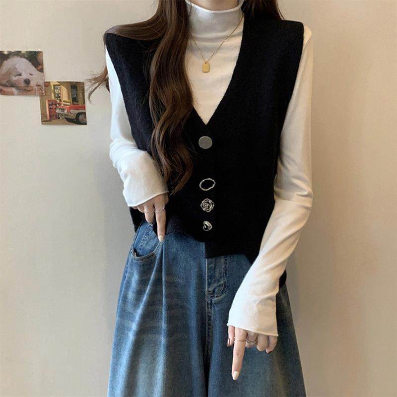 针织马甲外套女秋冬大码微胖mm显瘦时尚小香风背心马夹毛衣上衣