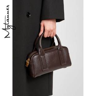 迈特蒂头层牛皮吐司包真皮保龄球包女复古手提斜挎波士顿枕头包