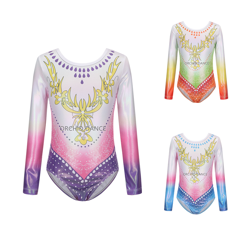 无钻训练服中小童专业体操连体服