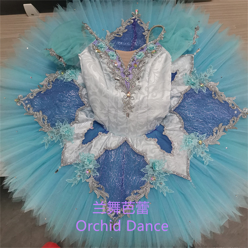 高品质儿童成人蓝色芭蕾舞演出服