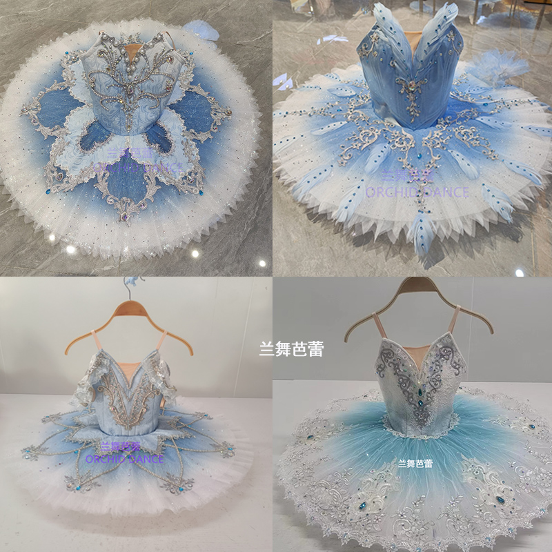 兰之舞专业定制蓝鸟银仙子帕基塔变奏女芭蕾舞裙演出tutu裙比赛服