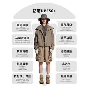 凉感原纱防晒衣服户外轻薄锦纶宽松透气短款斗篷防晒服外套女夏新