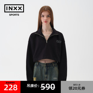 INXX ISS 卫衣女露脐显瘦辣妹 新款 运动半拉链短款 SPORTS