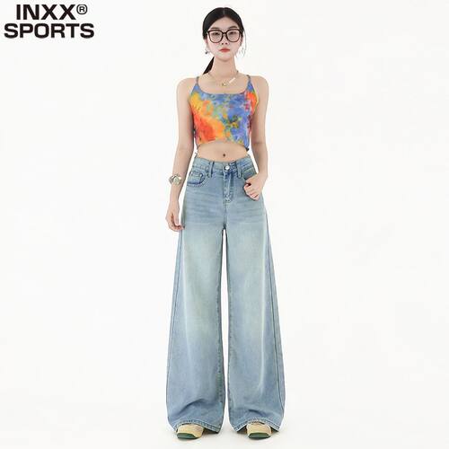 INXX SPORTS浅色天丝阔腿牛仔裤女夏季薄款