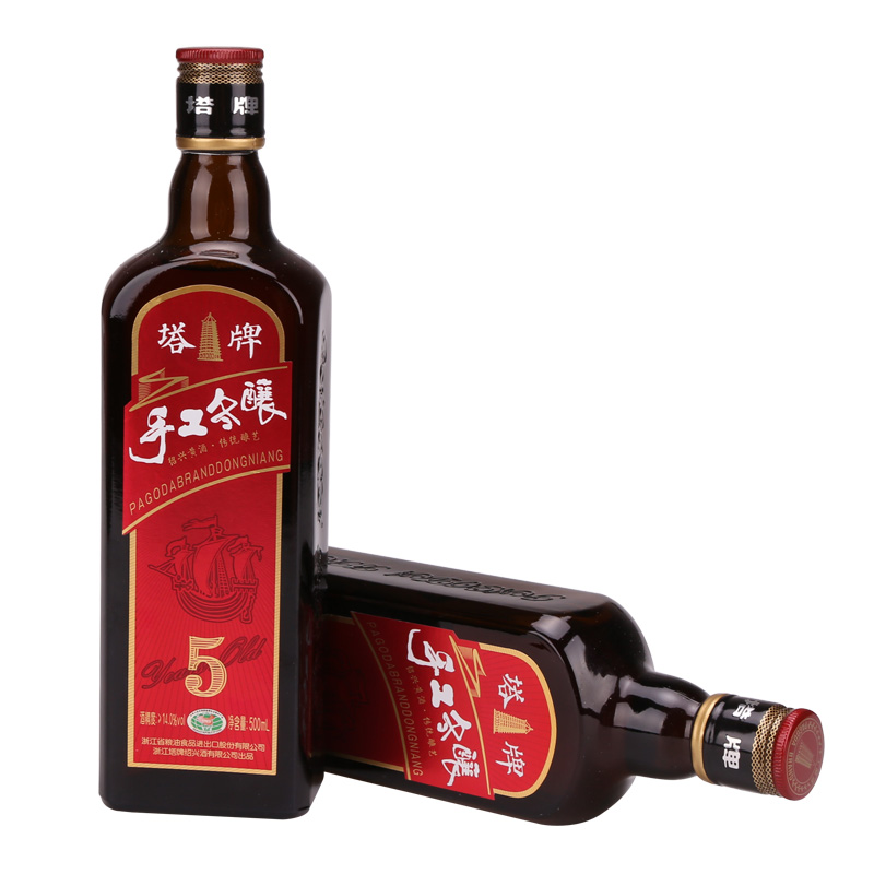 紹興手工塔牌五年陳冬釀黃酒花雕酒5年陳手工糯米老酒500ml瓶包郵