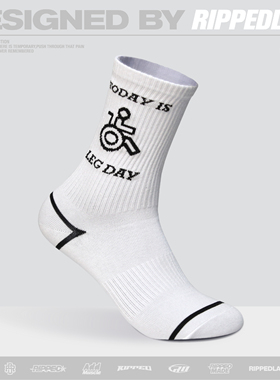 撕裂组织原创运动训练健身潮袜子练腿日基础中高筒棉袜男女街头白