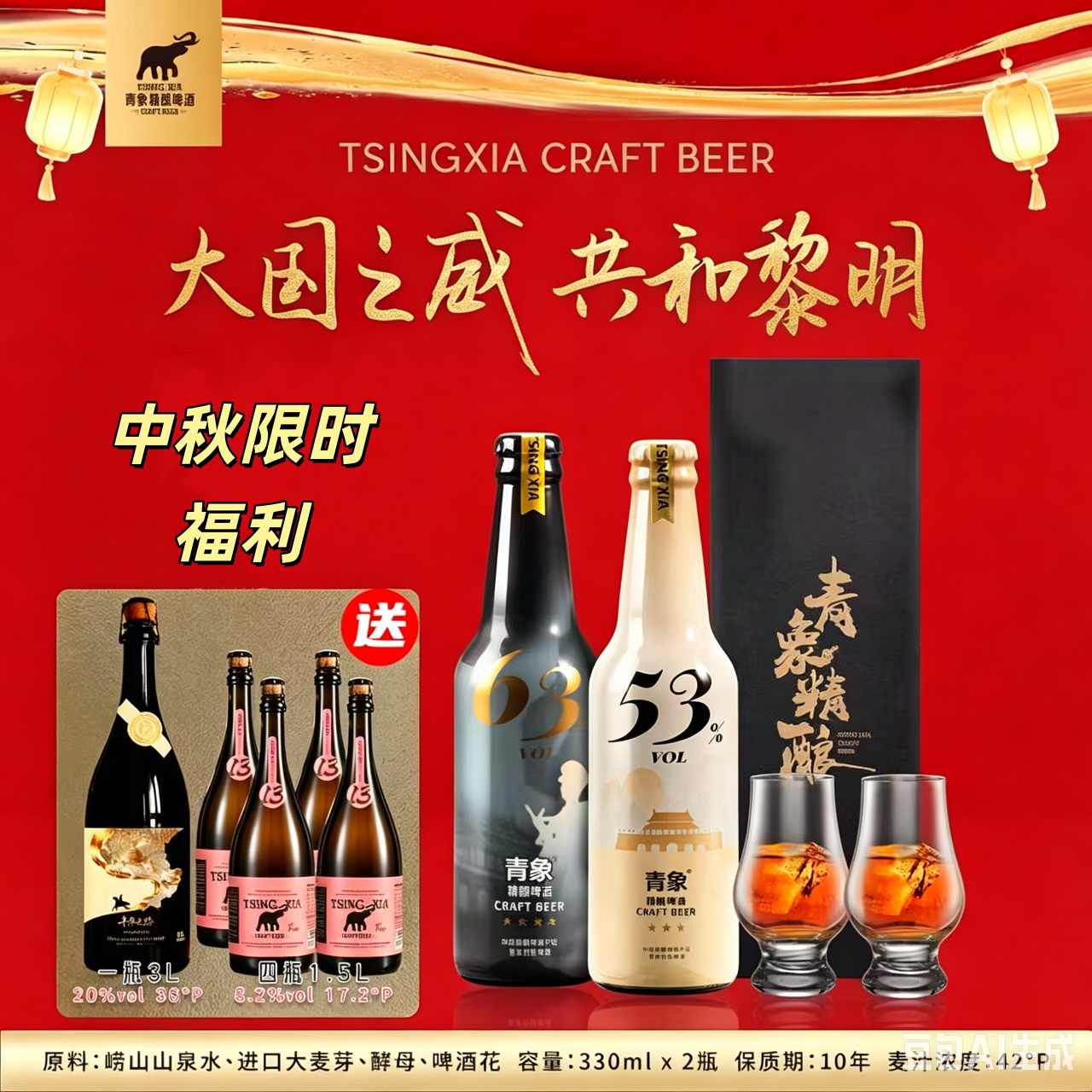 青象冰馏博克烈性啤酒高端送礼精酿啤酒图片