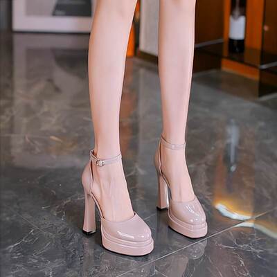 11cm一字扣带超高跟鞋女百搭单鞋