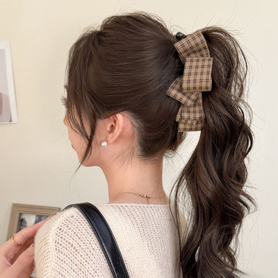英伦风格纹蝴蝶结发夹头饰