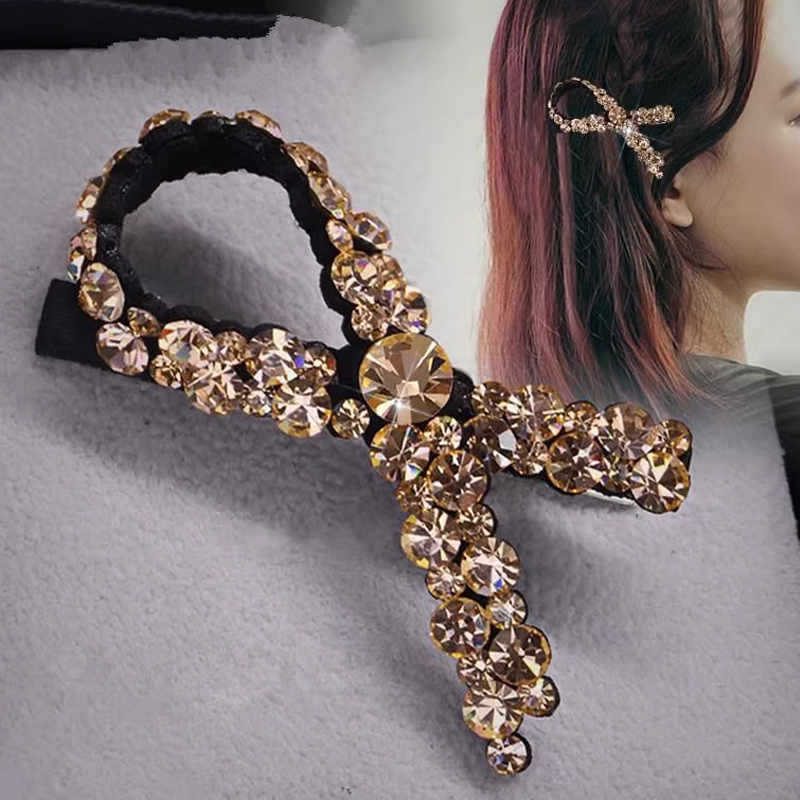 韩国饰品发夹韩版水钻蝴蝶结边夹