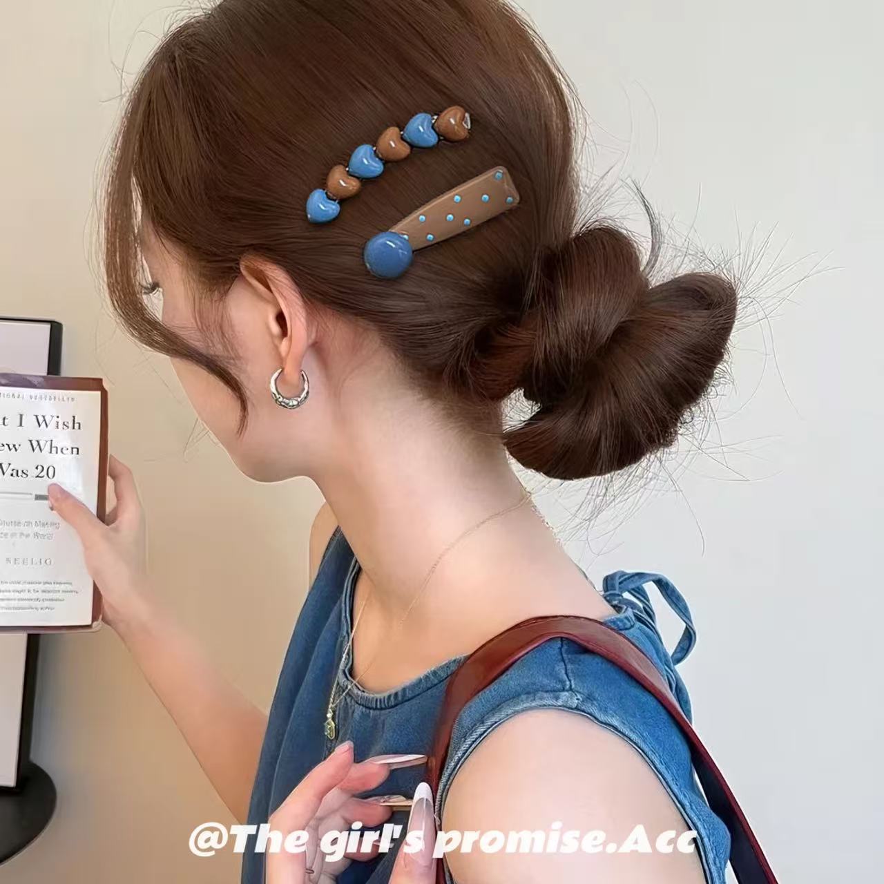 海盐奶咖~发夹女爱心边夹