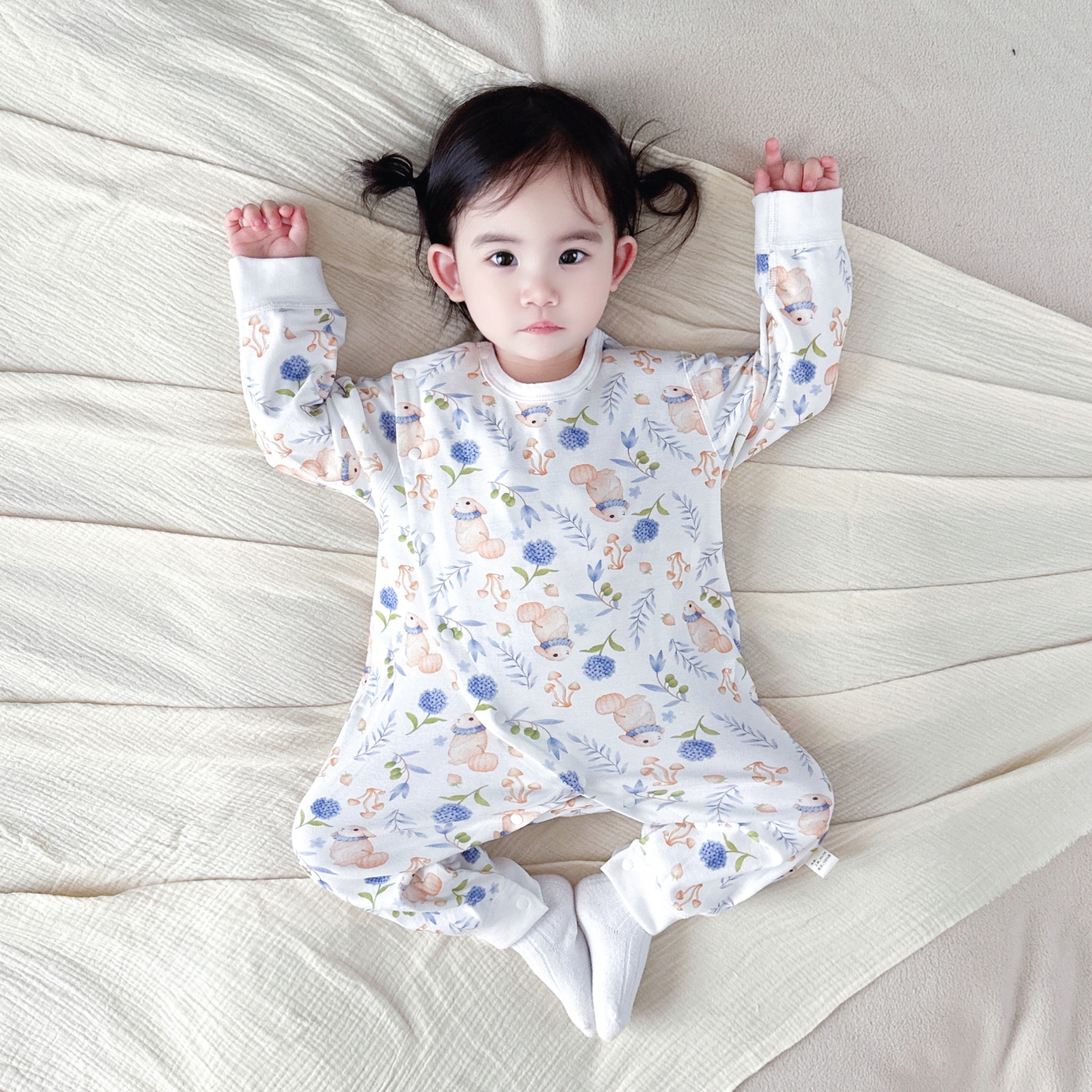 7A抑菌秋冬双层护肚婴儿衣服纯棉无骨连体衣宝宝贴身睡衣打底爬服