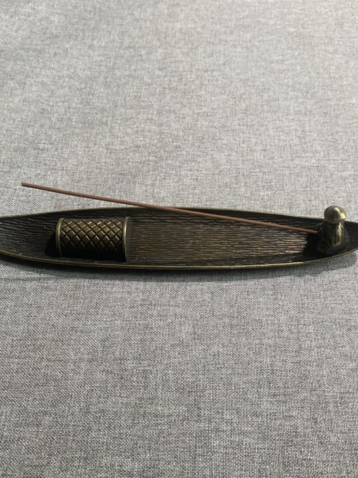 (孤舟蓑笠翁,独钓寒江雪)渔翁线香铜香插室内办公桌面小摆件