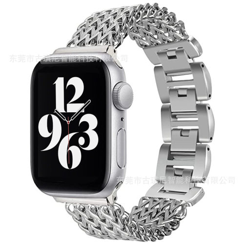 适用于苹果手表表带 新款四排链心型不锈钢金属表带iwatch表带S11