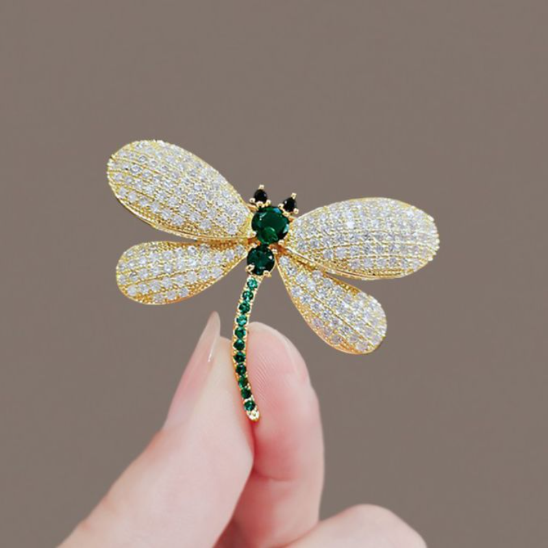 闪钻蜻蜓胸针防走光西装胸花感小众奢华