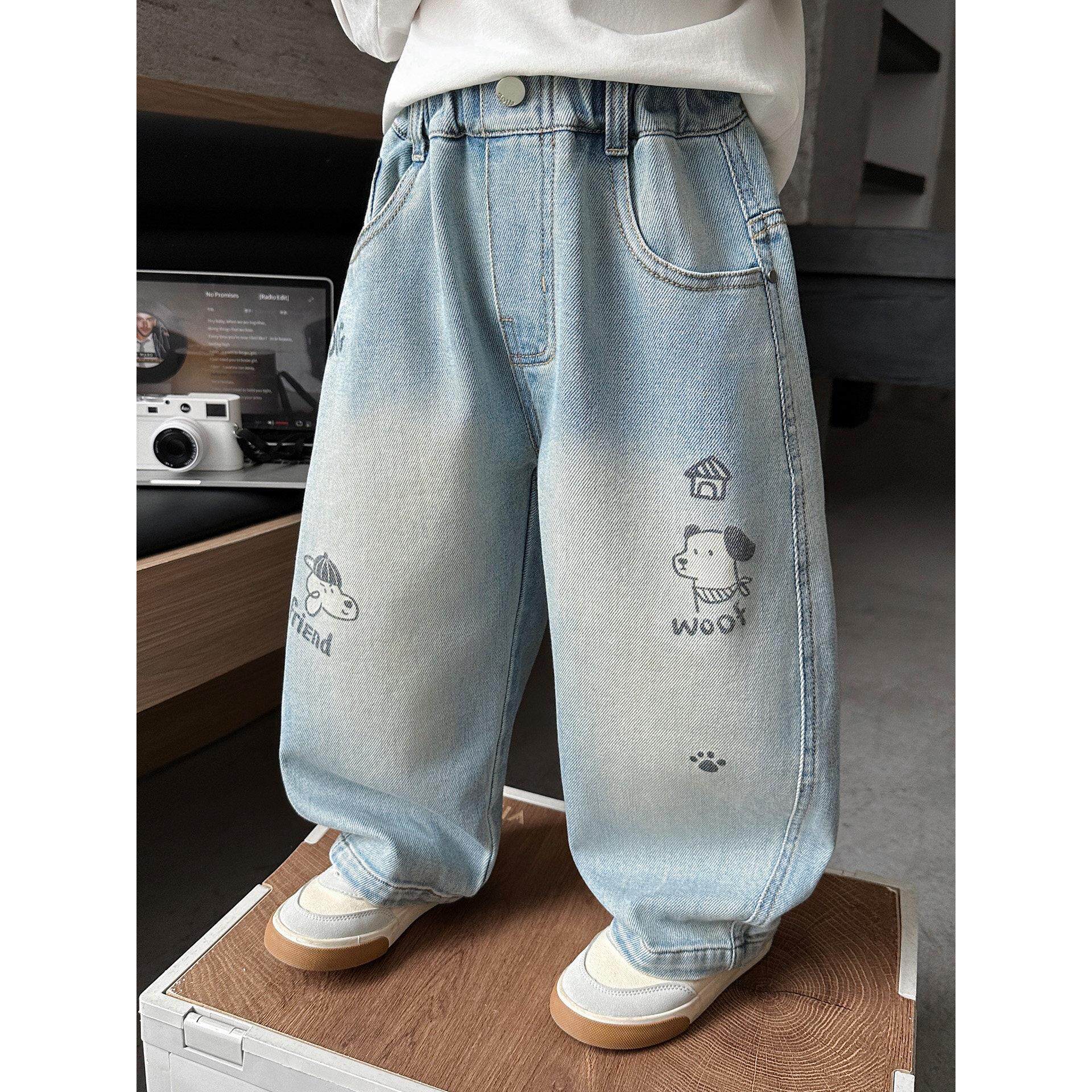 男童裤子春装儿童牛仔裤2026新款韩系穿搭男宝宝春秋季宽松直筒裤