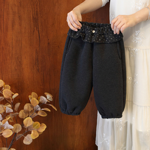 女宝宝加绒加厚裤子2025冬装新款儿童羊驼绒保暖卫裤女童哈伦裤