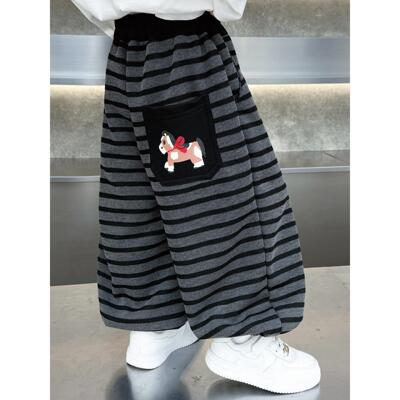 男童卫裤春秋装条纹束脚裤2026春季新款儿童时尚灯笼裤运动长裤子