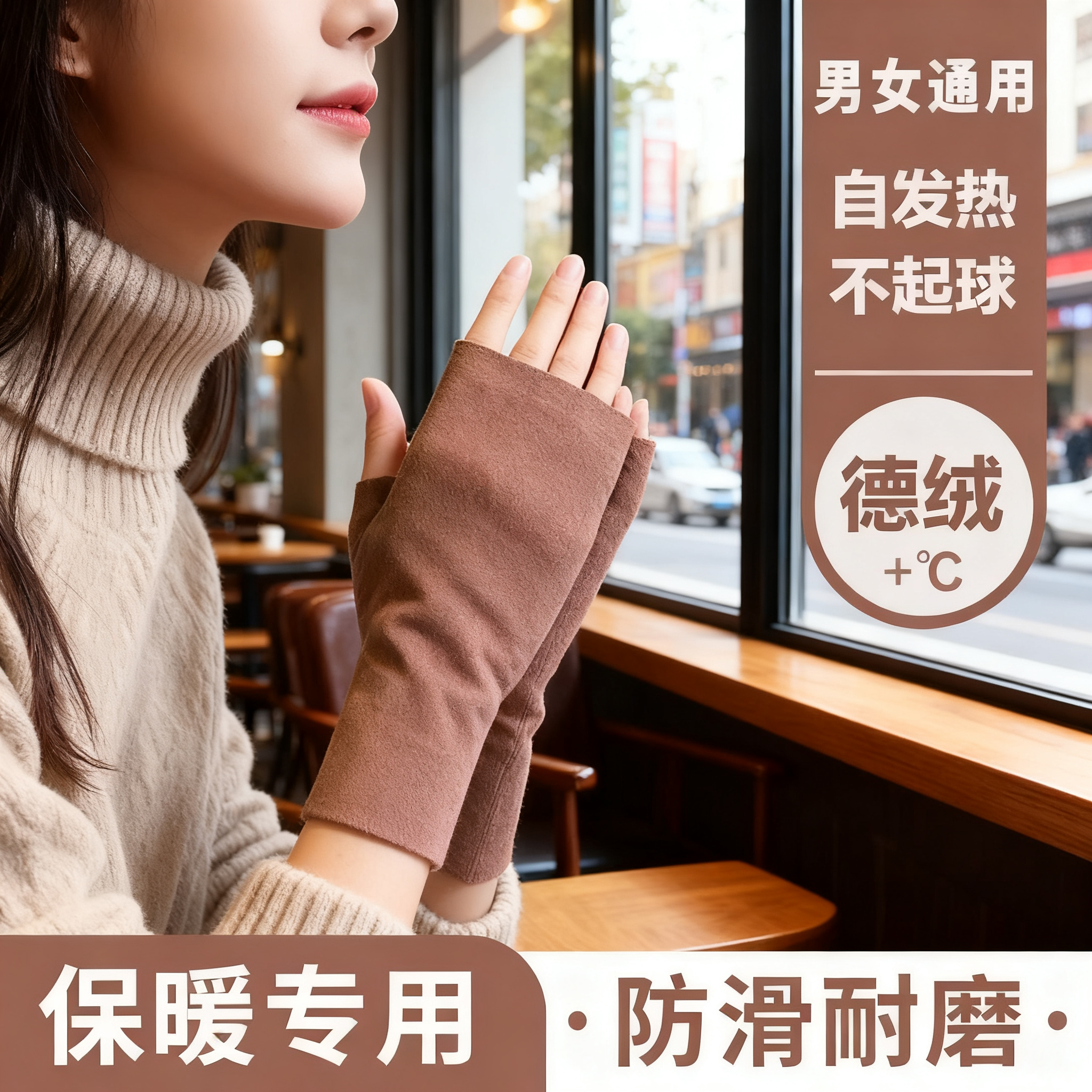 自发热德绒半指手套女秋冬季保暖防寒学生写字办公打字漏指手套,服饰配件/皮带/帽子/围巾,手套,淘宝优惠券,粉丝福利购,淘宝优惠卷