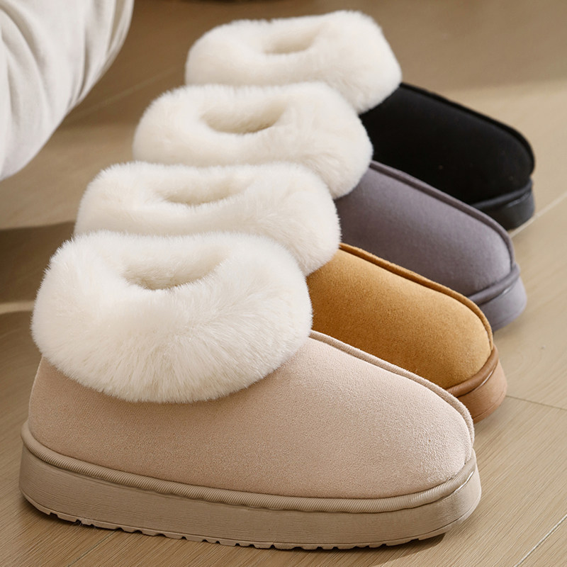 棉拖鞋冬季保暖居家时尚棉拖室内舒适家用情侣冬天毛绒磨砂棉拖鞋