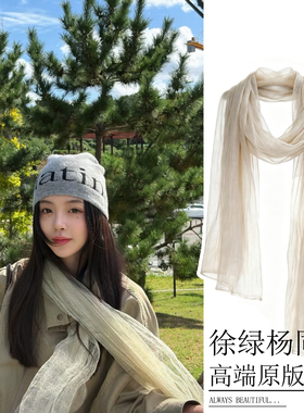 徐绿杨柳柳同款围巾薄透欧根纱慵懒氛围感丝巾女文艺百搭披肩纱巾