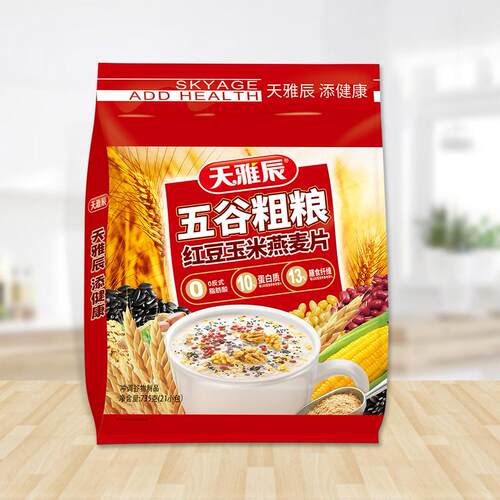 天雅辰五谷粗粮红豆玉米燕麦片735g 内含21小包美味营养早餐冲调